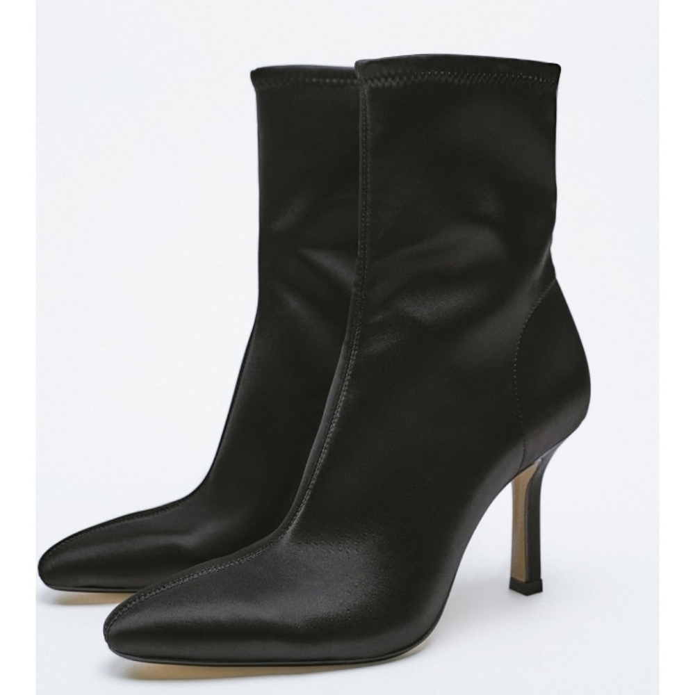 Zara fitted satin effect ankle boots
